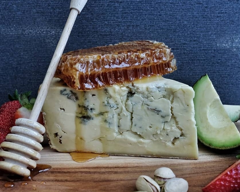 Wedge of Milawa Aged Blue with honey